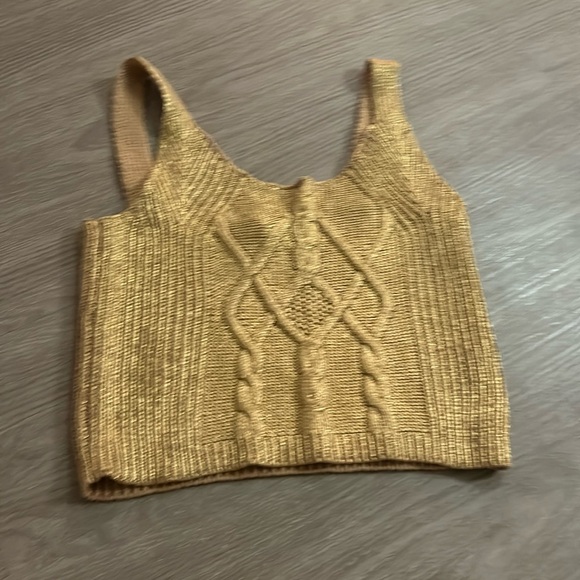 Kika Vargas Tops - Golden Knit Crop Top Size Small